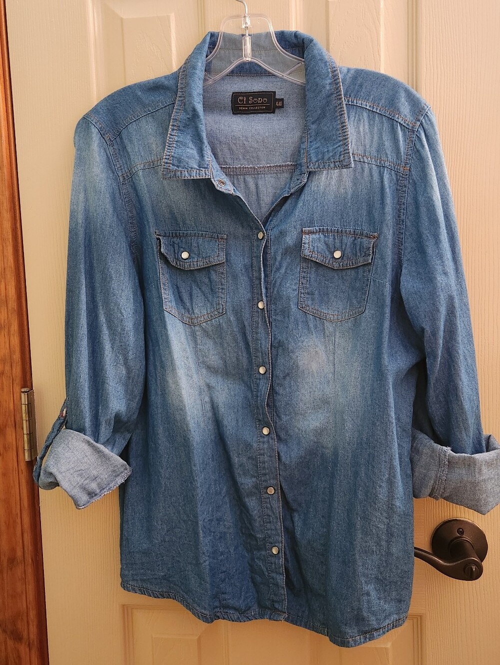 Ci Sono Chambray Denim Button-Up Shirt Sz XL